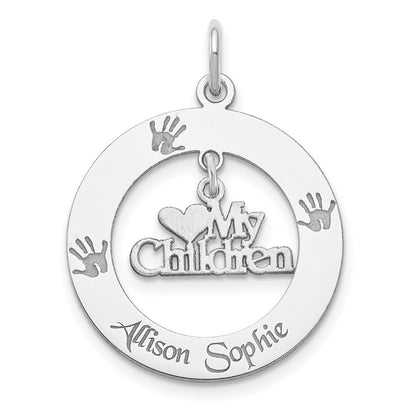 Sterling Silver Rhodium-Plated Personalizable My Children Charm