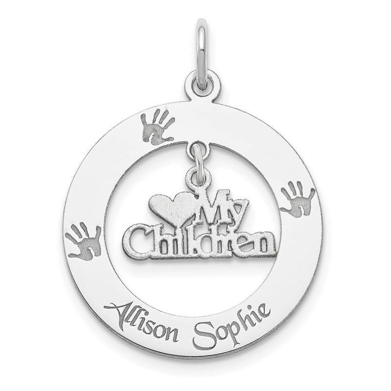 Sterling Silver Rhodium-Plated Personalizable My Children Charm