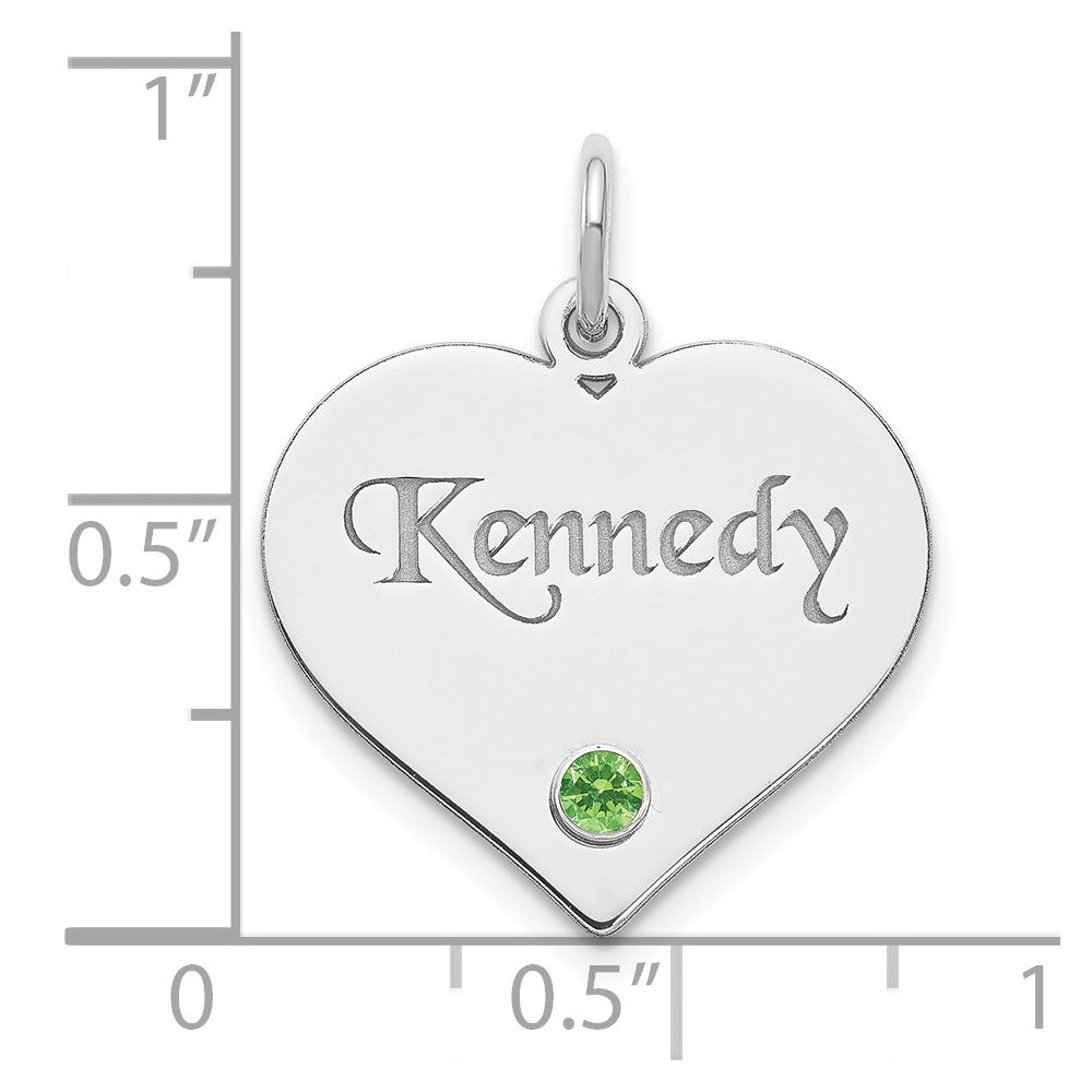 Sterling Silver Silver/Rhodium-Plated Personalized Heart With Birthstone Charm