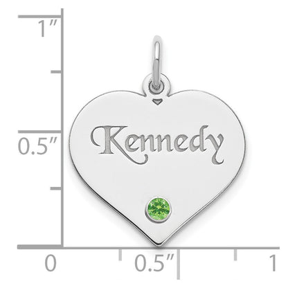 Sterling Silver Silver/Rhodium-Plated Personalized Heart With Birthstone Charm