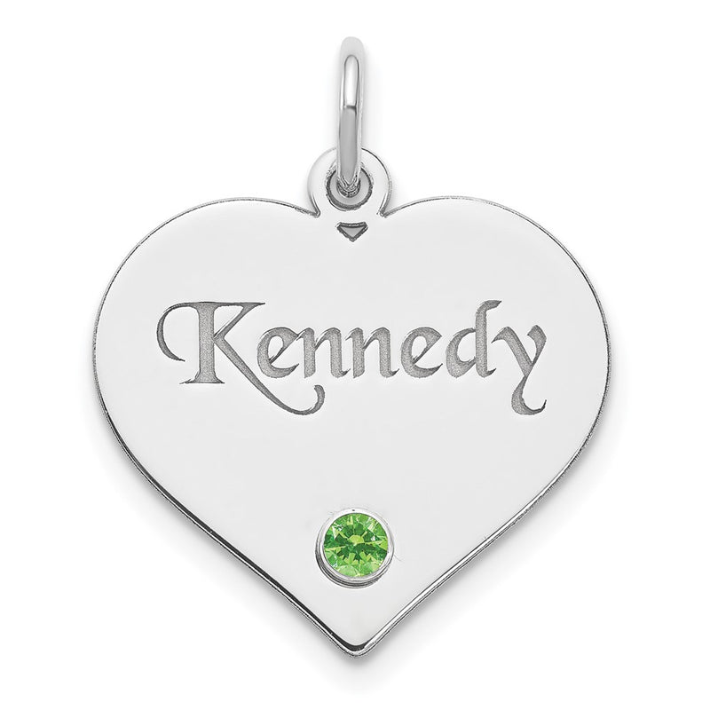 Sterling Silver Silver/Rhodium-Plated Personalized Heart With Birthstone Charm