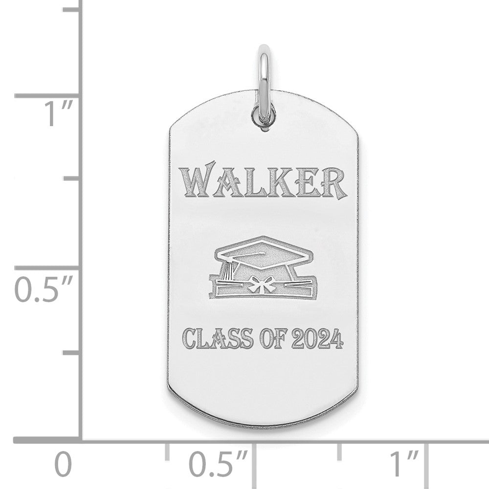 Sterling Silver Ss/Rhodium-Plated Personalized Graduation Dog Tag
