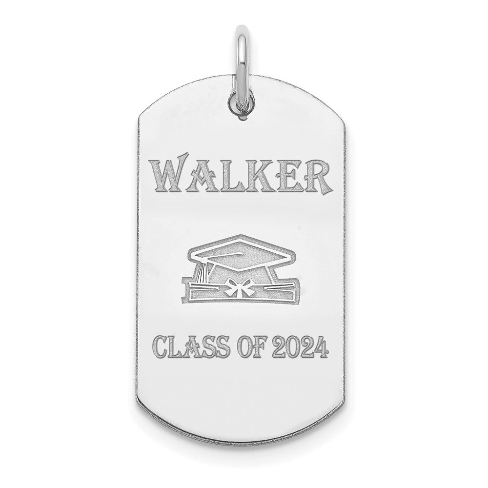 Sterling Silver Ss/Rhodium-Plated Personalized Graduation Dog Tag
