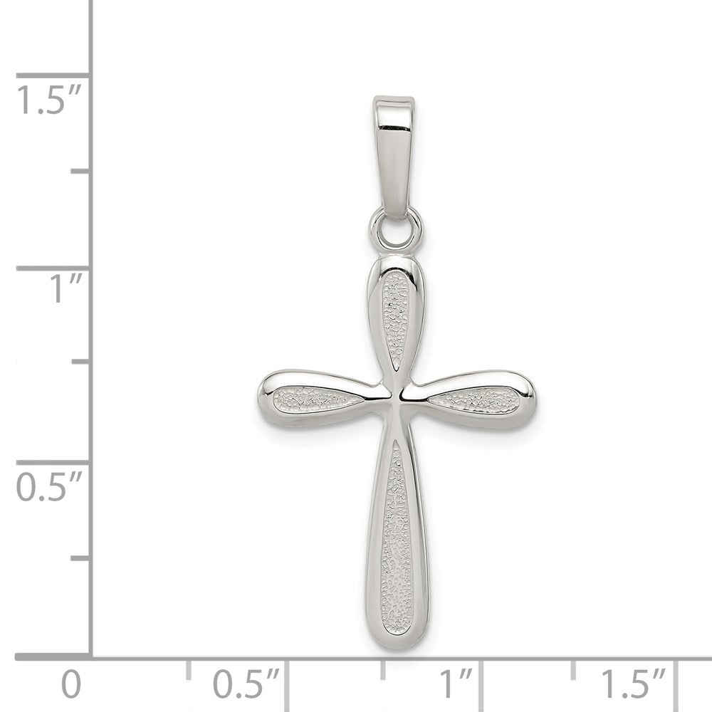 Sterling Silver Polished And Textured Cross Pendant