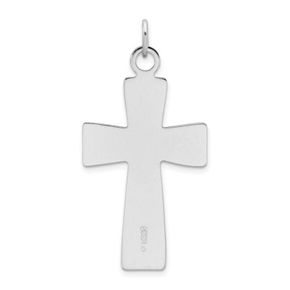Sterling Silver Rhodium-Plated Polished And Satin Cross Pendant