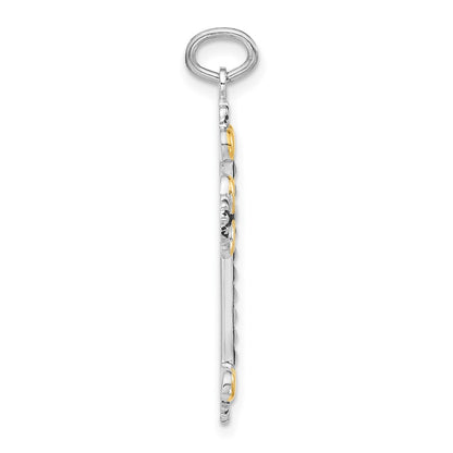 Sterling Silver Black Enamel & Gold-Tone Vermeil Cross Pendant