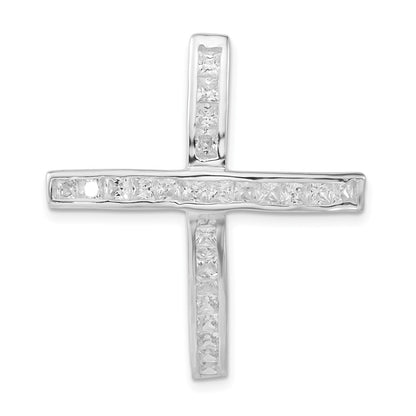 Sterling Silver Cz Cross Slide Pendant