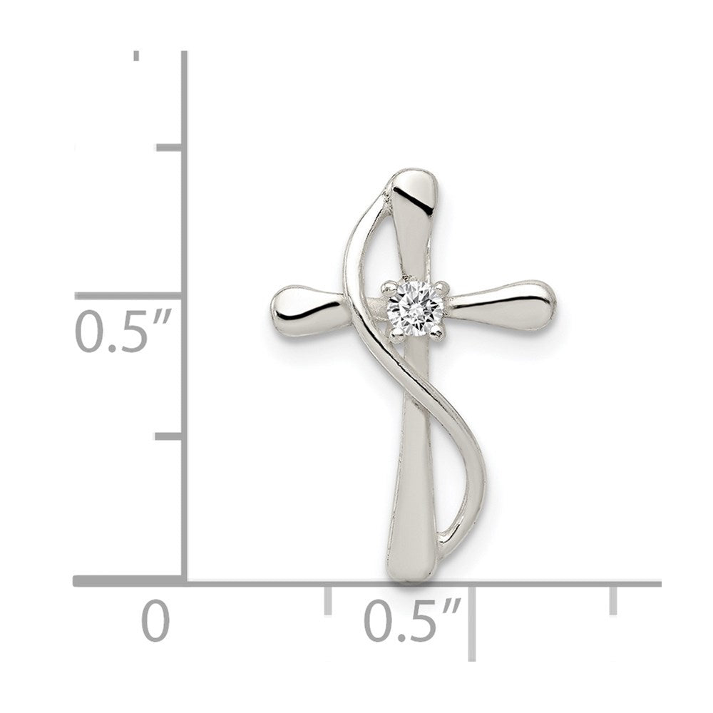 Sterling Silver Polished Cz Cross Pendant