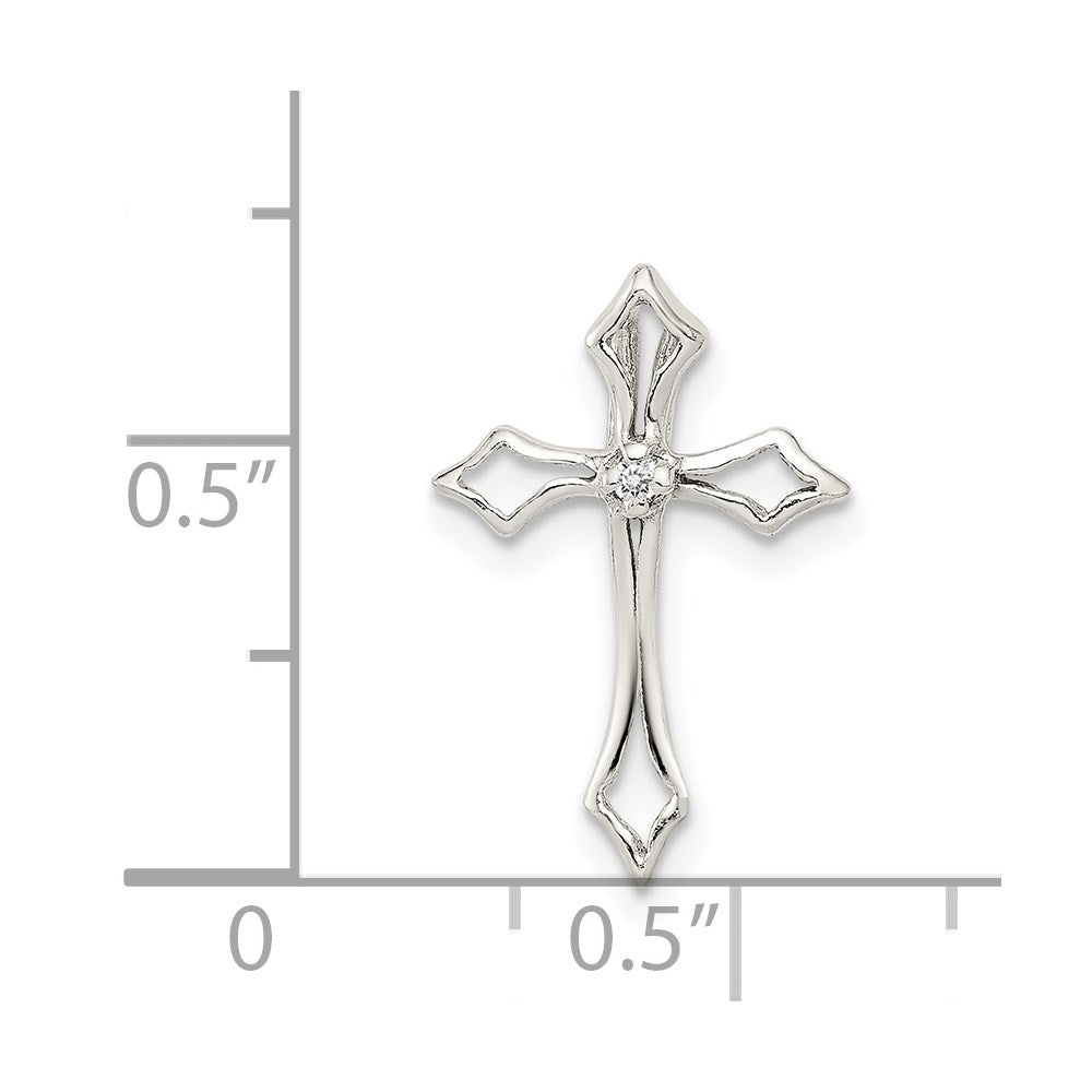 Sterling Silver Cz Cross Charm