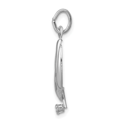 Sterling Silver Rhodium-Plated Polished Dove With Cz Pendant