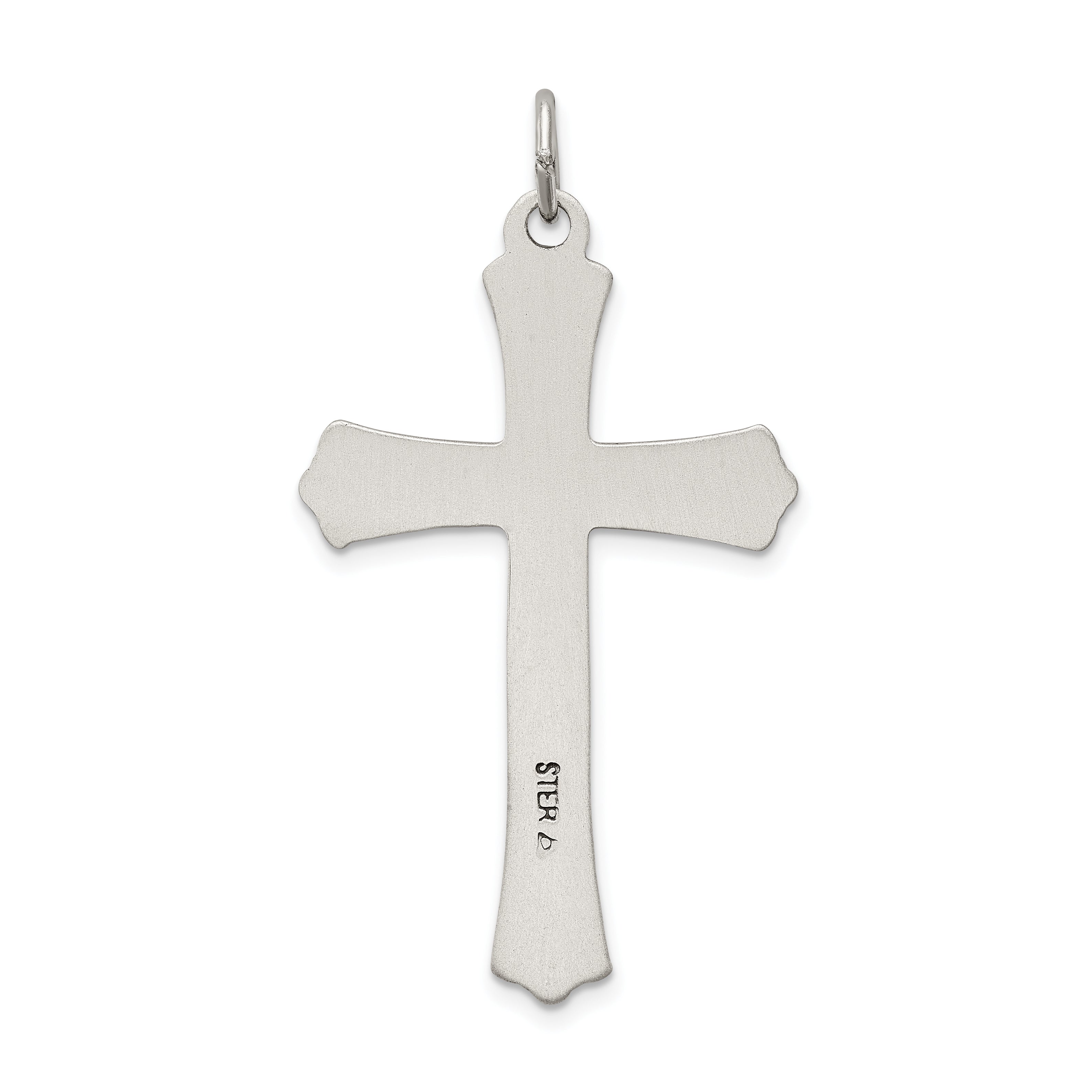 Sterling Silver Antiqued Satin Halo And Corpus Cross Pendant