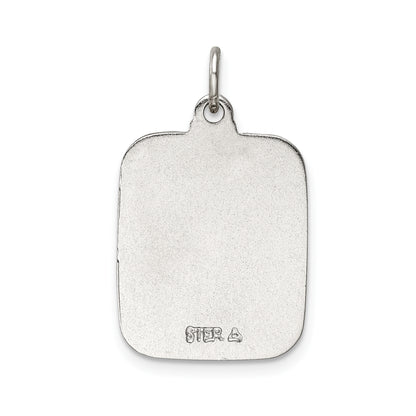 Sterling Silver Teal Enamel Square St. Christopher Medal Pendant
