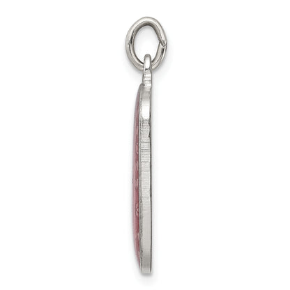 Sterling Silver Pink Enamel Square St. Christopher Medal Pendant