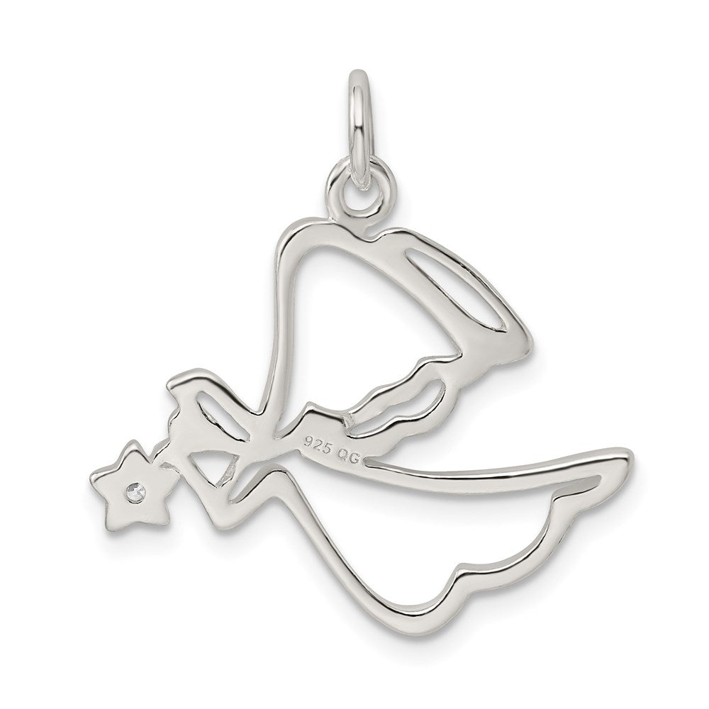 Sterling Silver Cz Angel Pendant