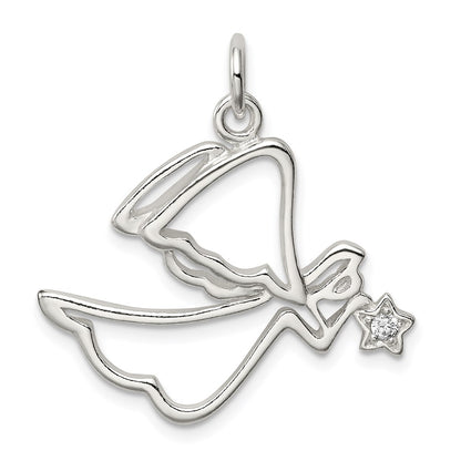 Sterling Silver Cz Angel Pendant