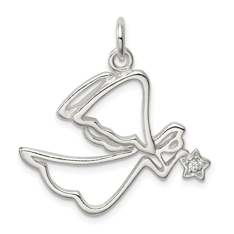 Sterling Silver Cz Angel Pendant