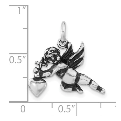 Sterling Silver Polished & Antiqued Cupid Charm