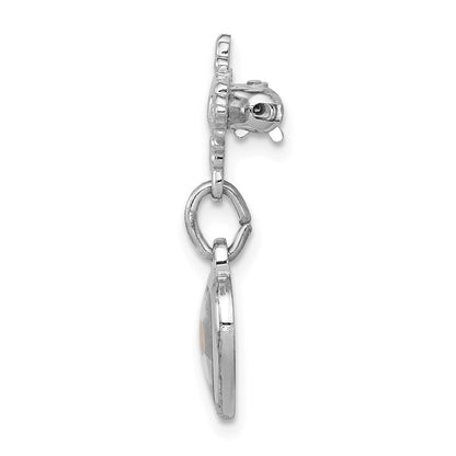 Sterling Silver Rhodium-Plated Polished Heart W/ Epoxy Mustard Seed Pin