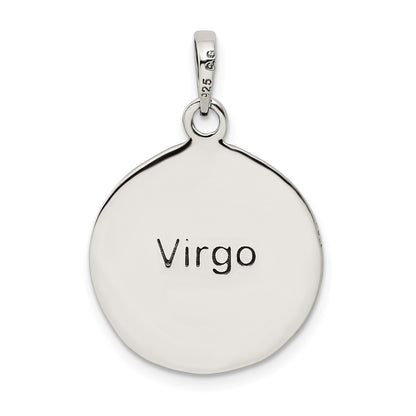 Sterling Silver Polished Antique Finish Virgo Horoscope Zodiac Pendant