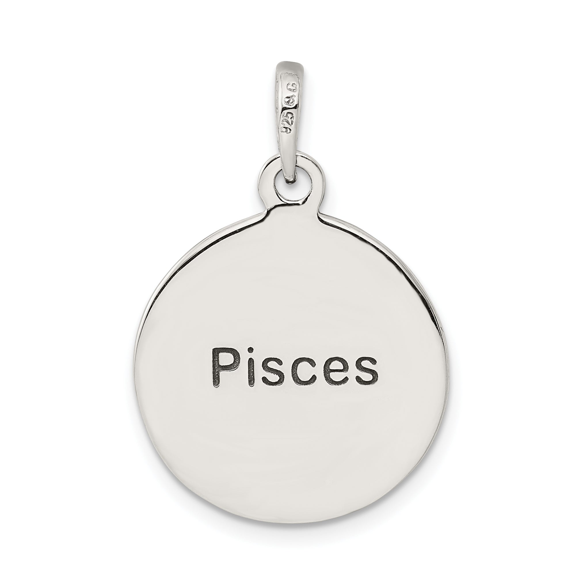Sterling Silver Polished Antique Finish Pisces Horoscope Zodiac Pendant