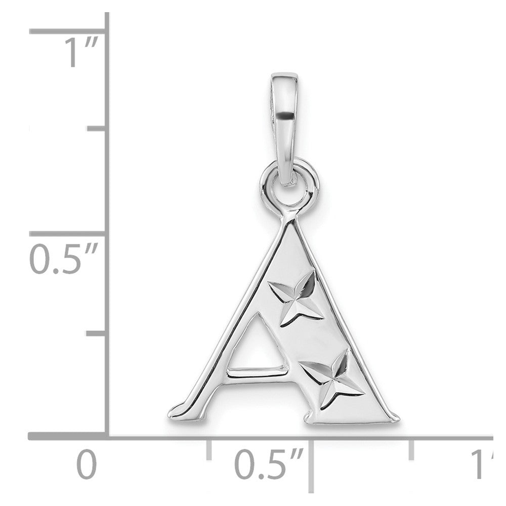 Sterling Silver Polished Diamond-Cut Initial A Pendant
