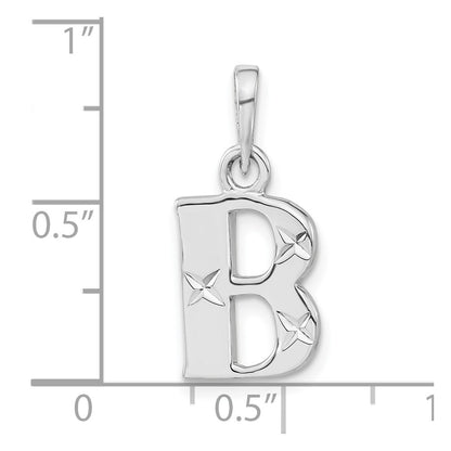 Sterling Silver Polished Diamond-Cut Initial B Pendant
