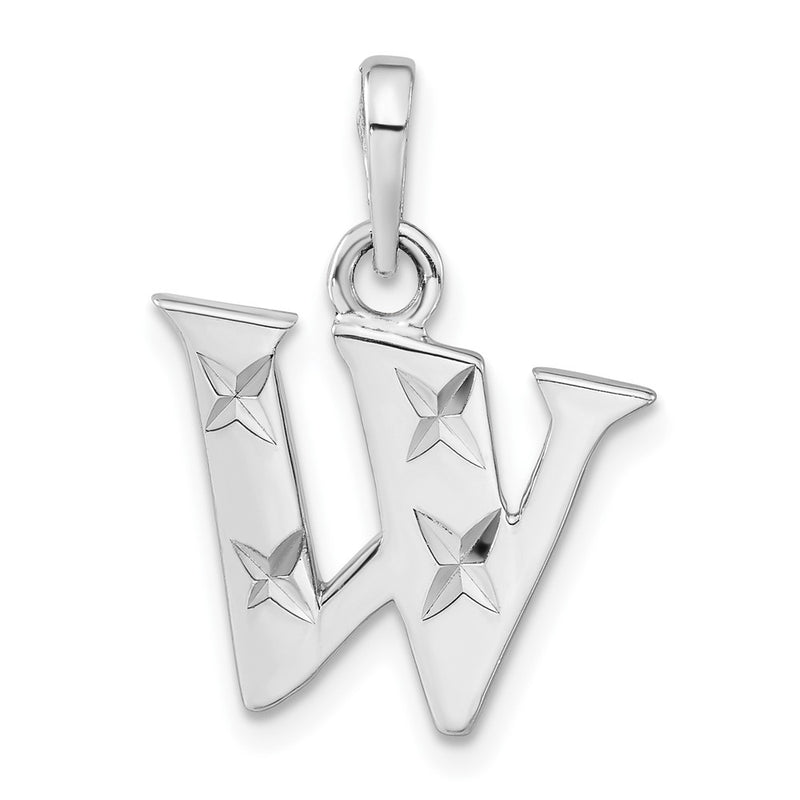 Sterling Silver Polished Diamond-Cut Initial W Pendant