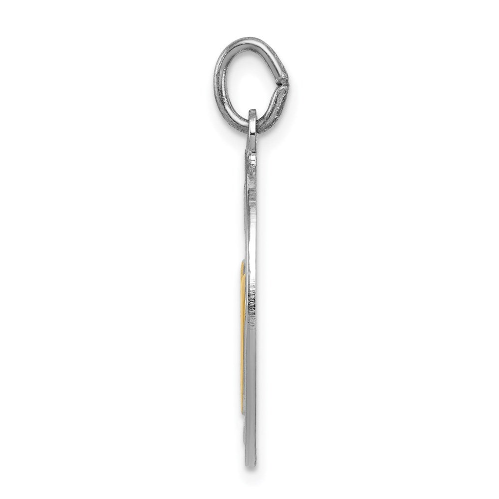 Sterling Silver Rhodium-Plated & Gold-Plated Polished Mizpah 2-Piece Pendan
