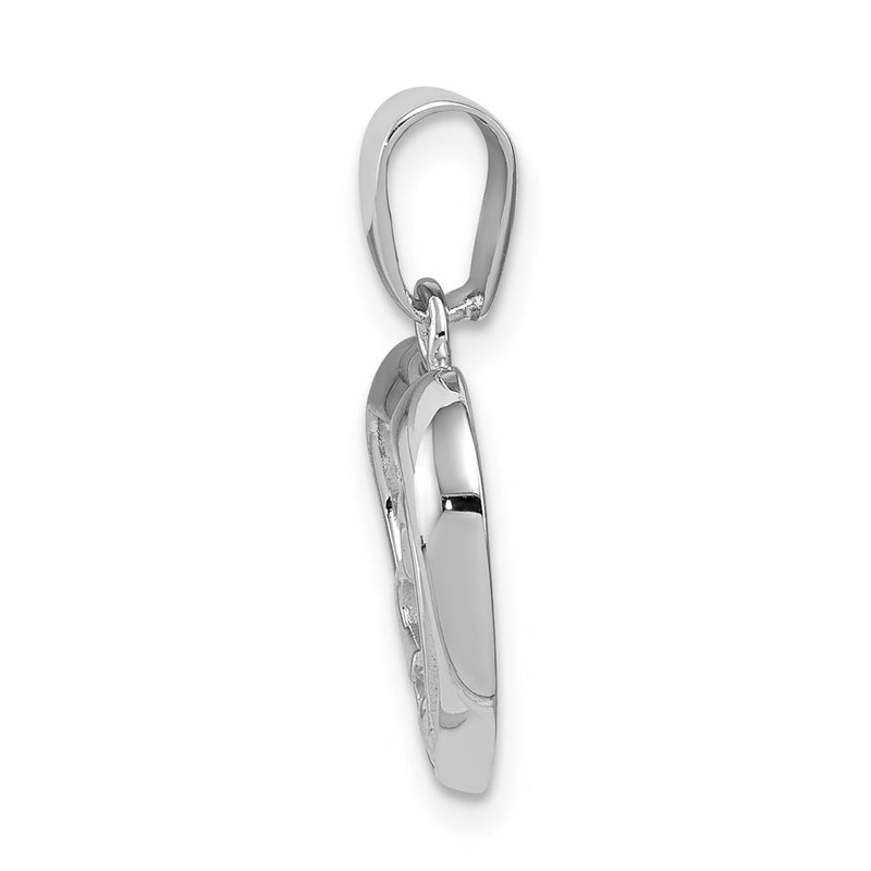 Sterling Silver Rhodium-Plated Cz Open Double Heart Pendant