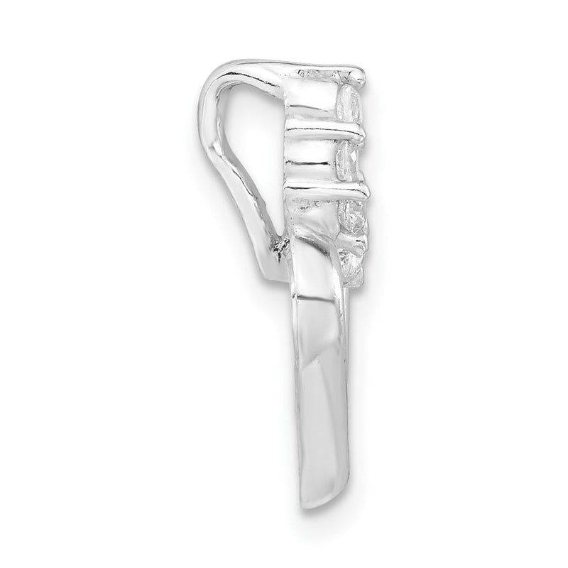 Sterling Silver Polished Cz Heart Pendant