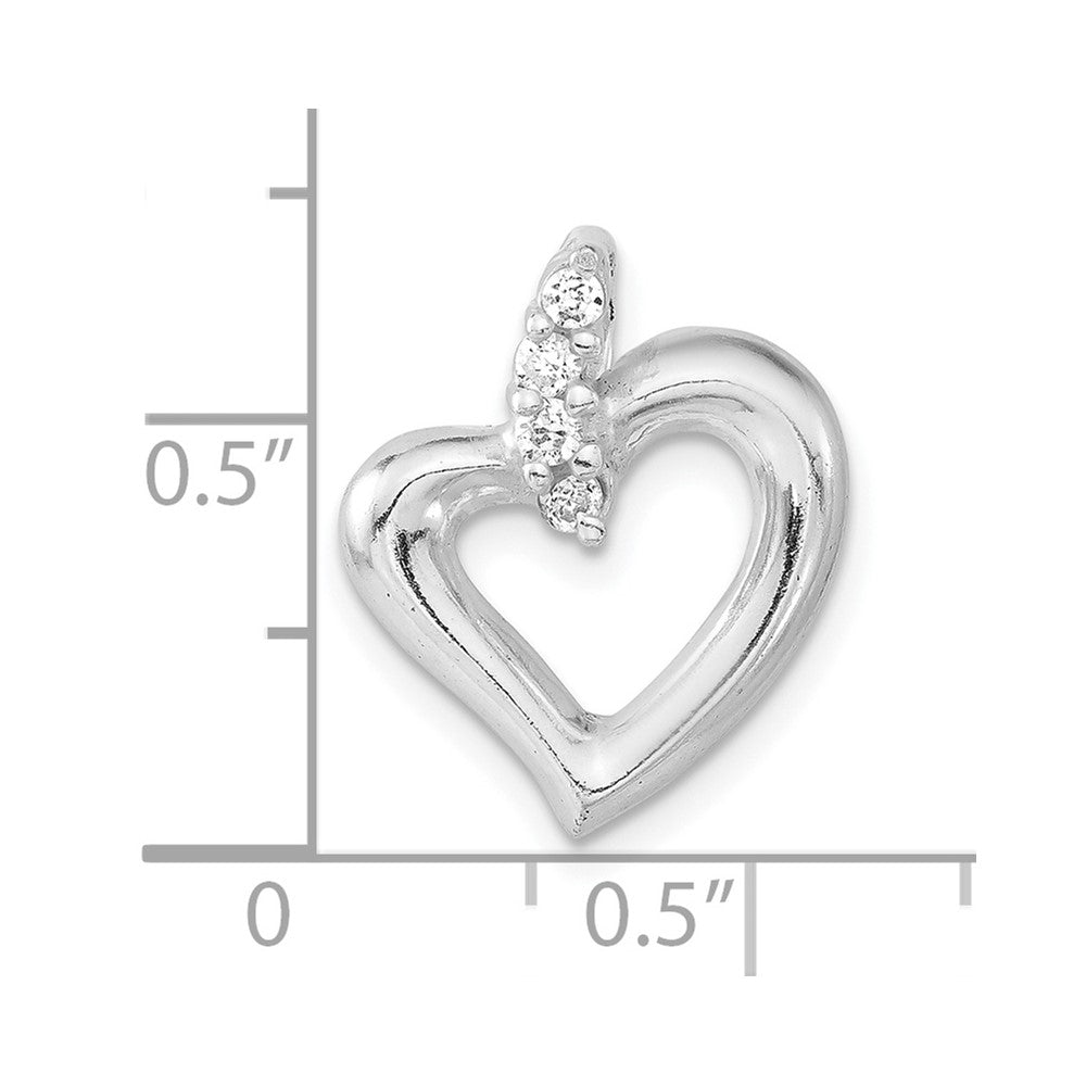 Sterling Silver Polished Cz Heart Pendant