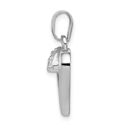 Sterling Silver Rhodium Plated Cz Heart Pendant