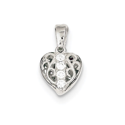 Sterling Silver Cz Heart Pendant
