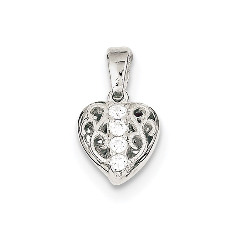Sterling Silver Cz Heart Pendant