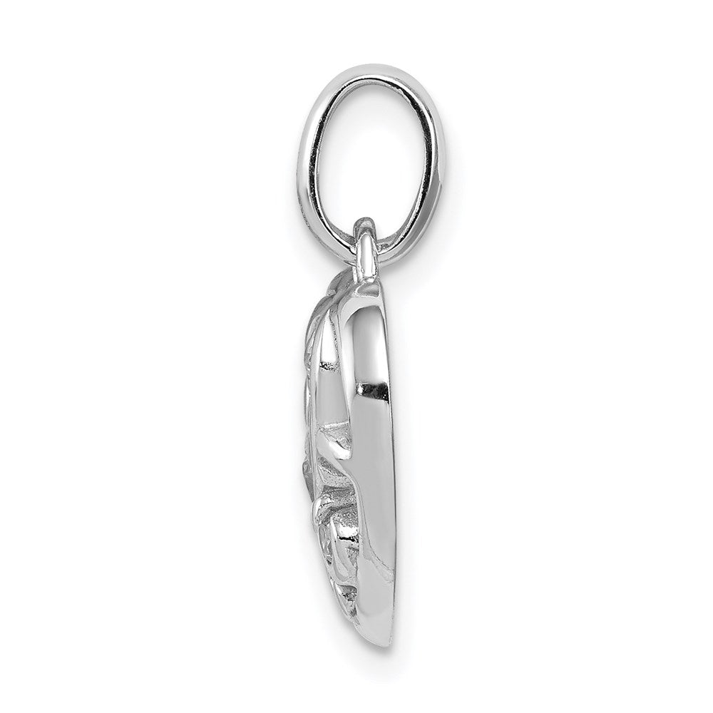 Sterling Silver Rhodium Plated Cz Heart Pendant
