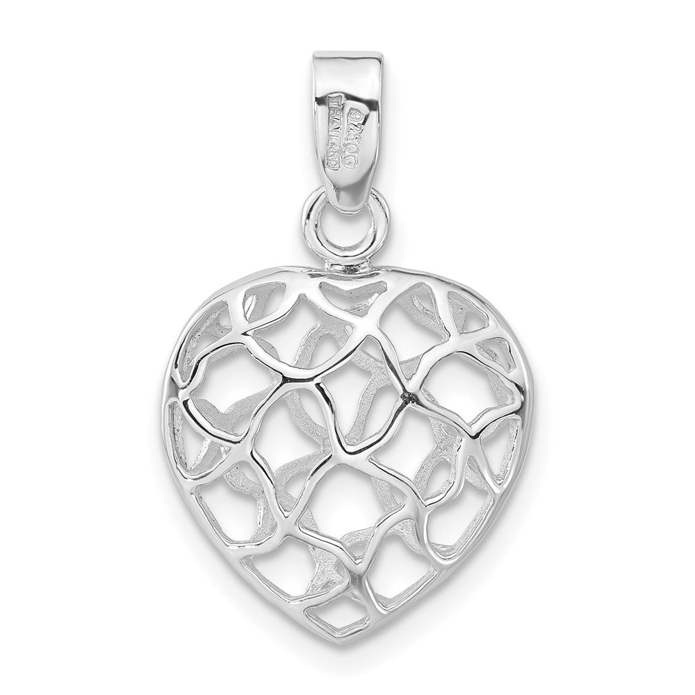 Sterling Silver Rhodium-Plated Heart Pendant