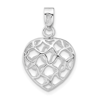 Sterling Silver Rhodium-Plated Heart Pendant
