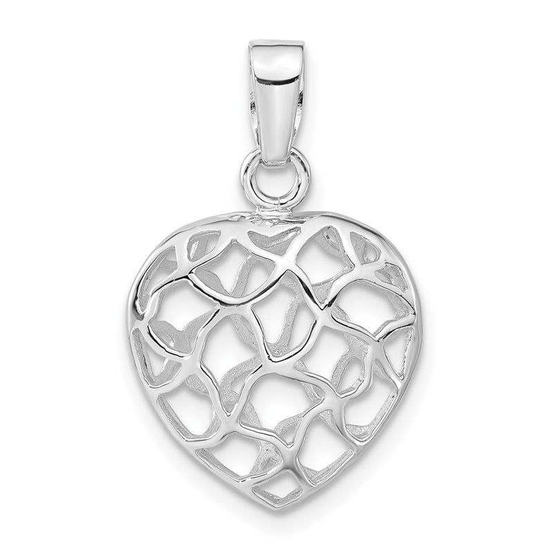 Sterling Silver Rhodium-Plated Heart Pendant