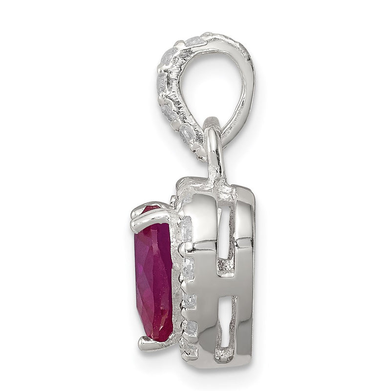 Sterling Silver Red CZ Heart Pendant