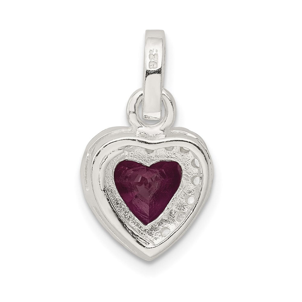 Sterling Silver Red CZ Heart Pendant