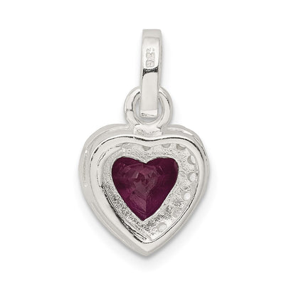 Sterling Silver Red CZ Heart Pendant