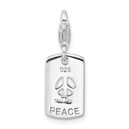 Sterling Silver Cz Peace Charm
