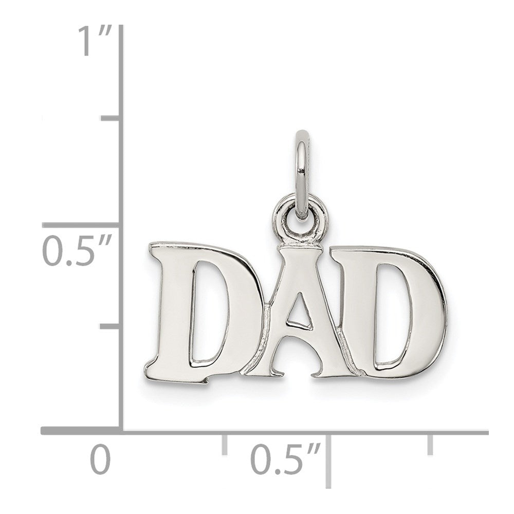 Sterling Silver Rhodium-Plated Dad Charm