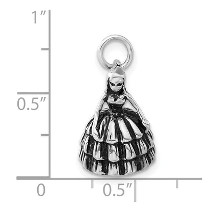 Sterling Silver 3-D Antiqued Girl In Dress Charm