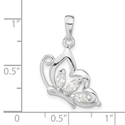 Sterling Silver Cz Butterfly Pendant