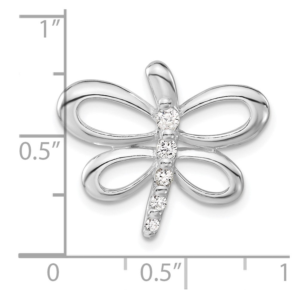 Sterling Silver Cz Dragonfly Pendant