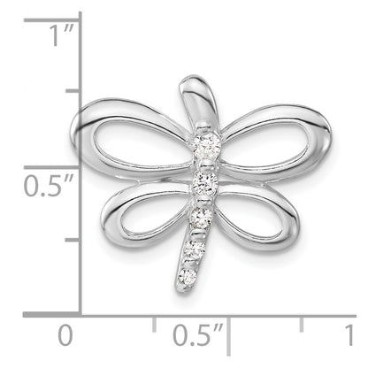 Sterling Silver Cz Dragonfly Pendant