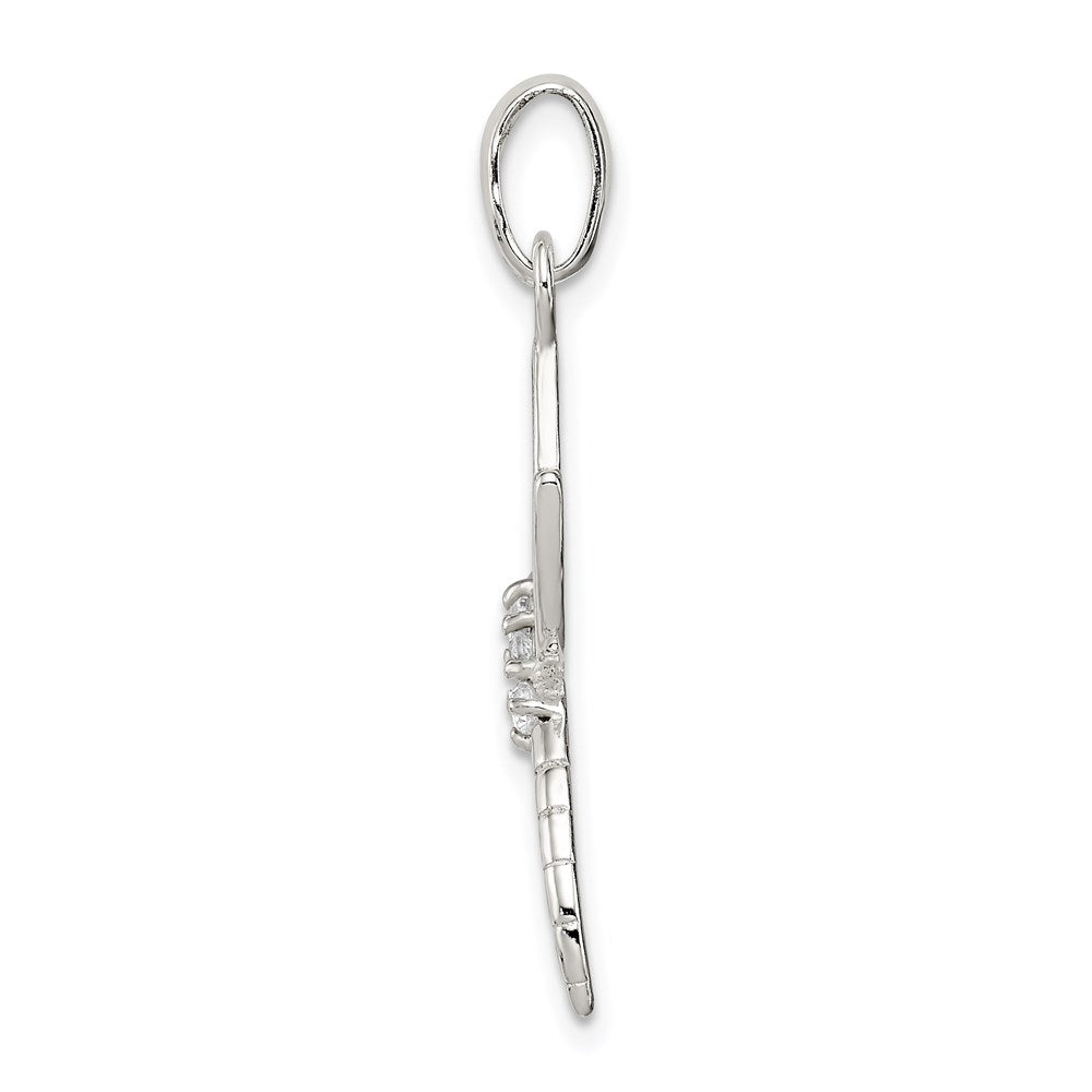 Sterling Silver With Cz Dragonfly Pendant