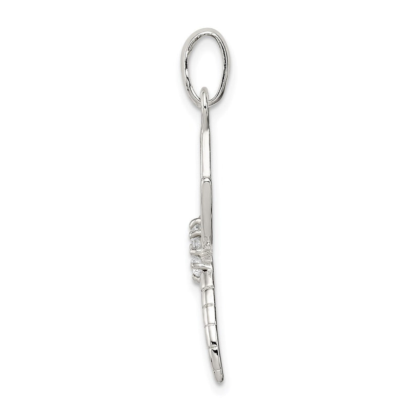 Sterling Silver With Cz Dragonfly Pendant
