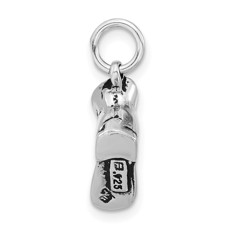Sterling Silver 3-D Polished & Antiqued Shoe Charm